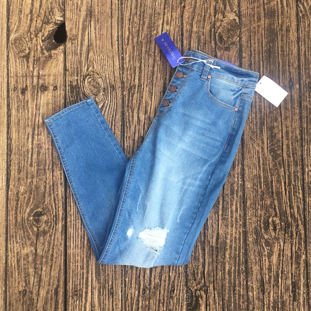 Distressed High Waisted Skinny Jeans
